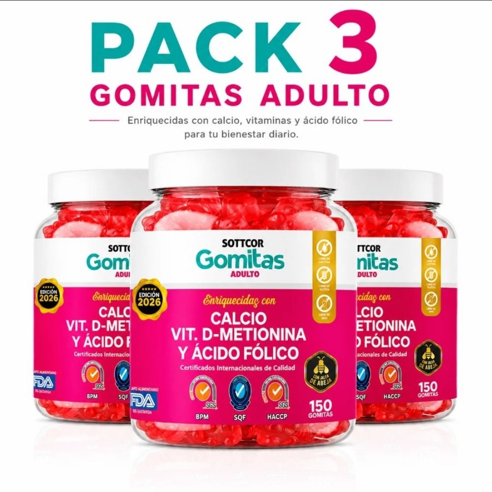 PACK 3 GOMITAS CALCIO PARA ADULTOS 450 GOMITAS SOTTCOR LABS