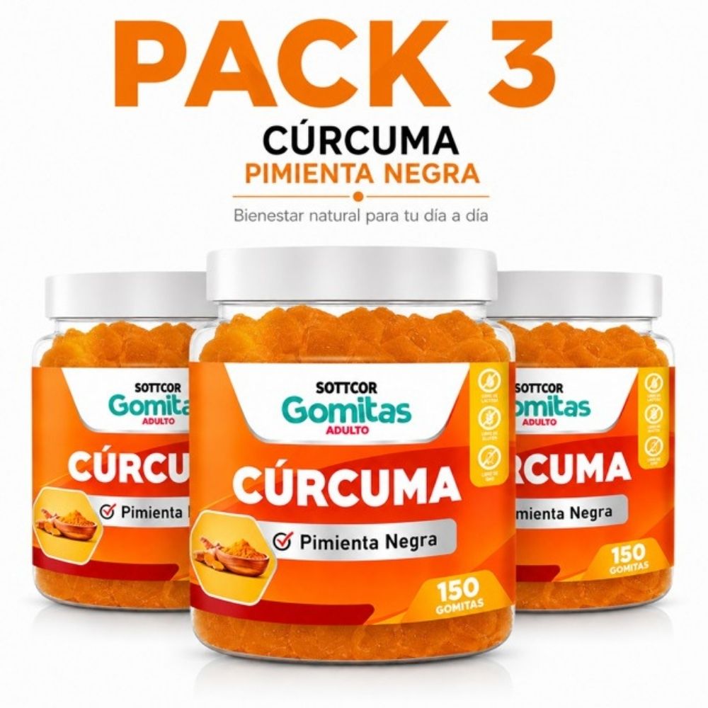 PACK 3 GOMITAS CÚRCUMA PARA ADULTOS 450 GOMITAS SOTTCOR LABS