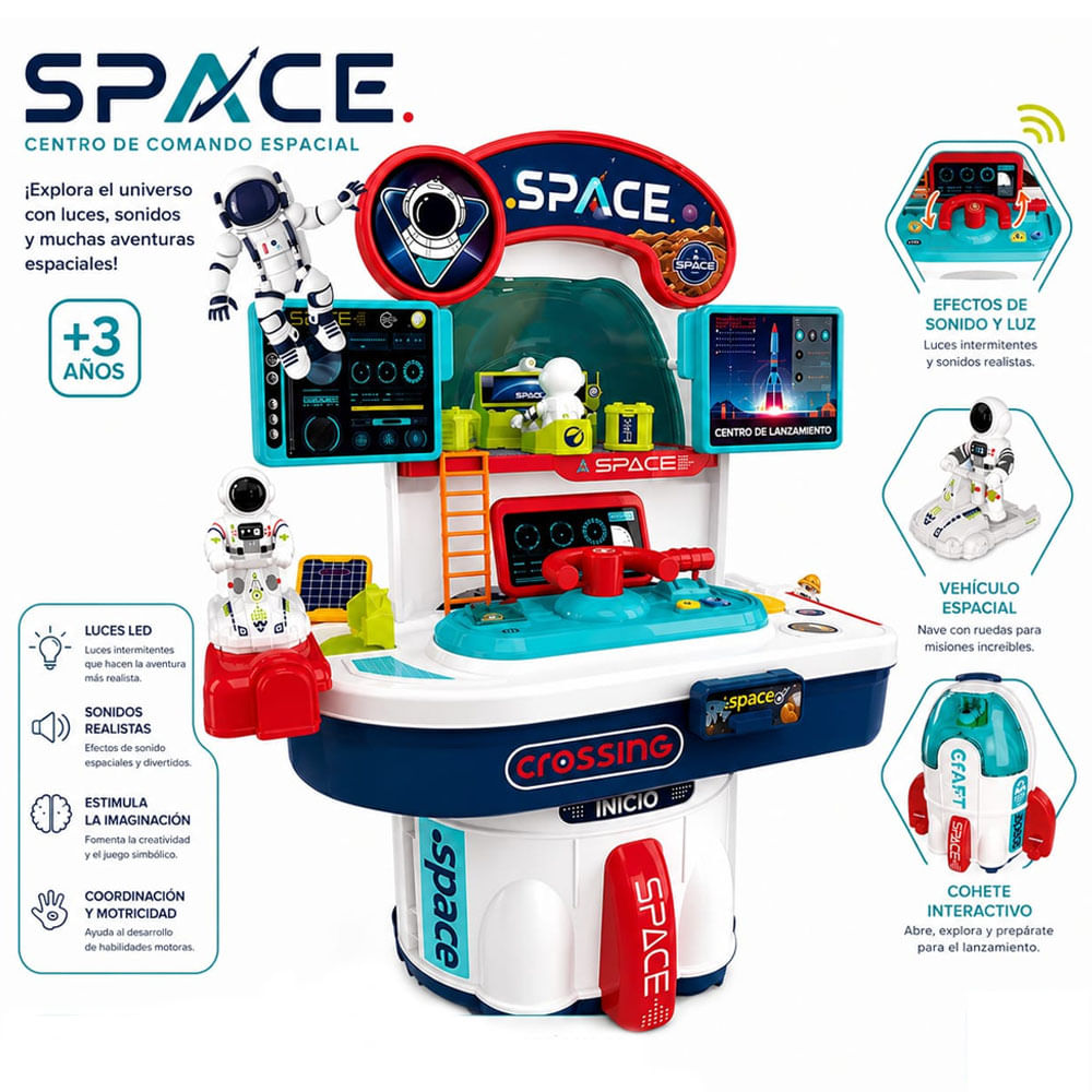 Juego Didáctico 2 en 1 Cohete Espacial Maleta Con Accesorios