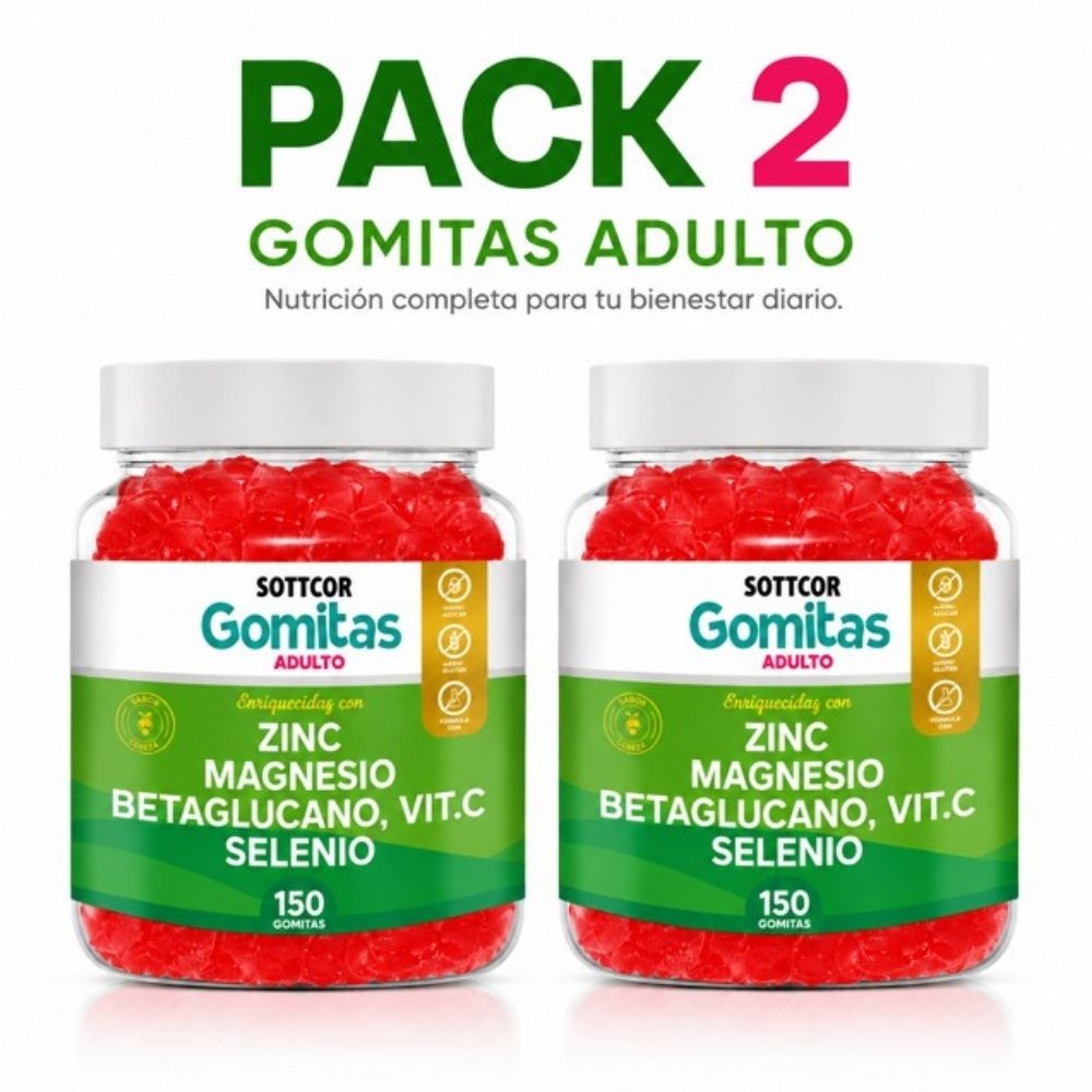 PACK 2 GOMITAS ZINC PARA ADULTOS 300 GOMITAS SOTTCOR LABS