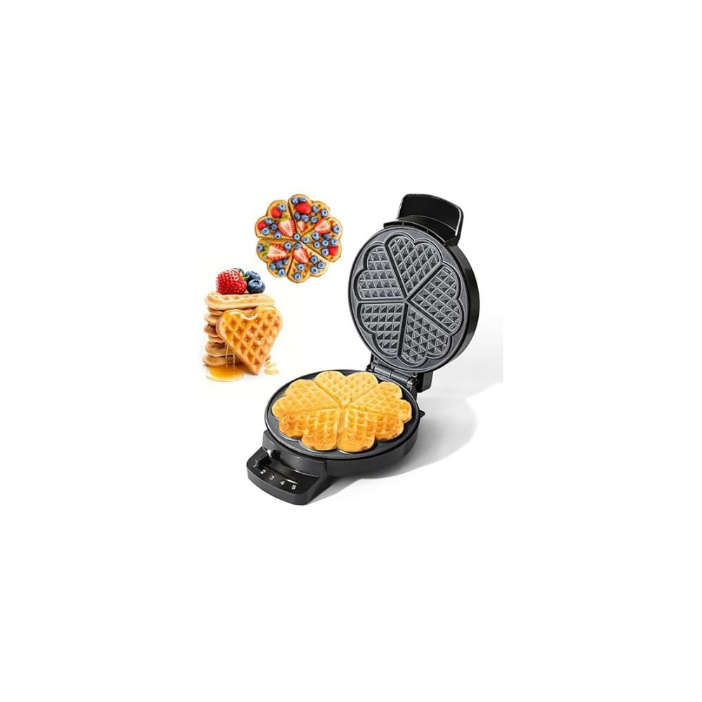 Wafflera Eléctrica De 5 Cavidades Corazón Antiadherente