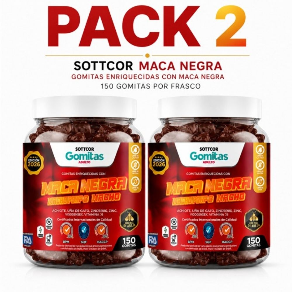 PACK 2 GOMITAS MACA NEGRA PARA ADULTOS 300 GOMITAS SOTTCOR LABS