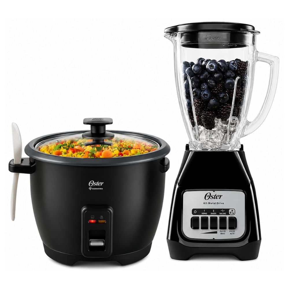 Combo Oster Licuadora BLSTKAGBPB con Arrocera CKSTRCB10DF BLK 1.8 llitros Negro