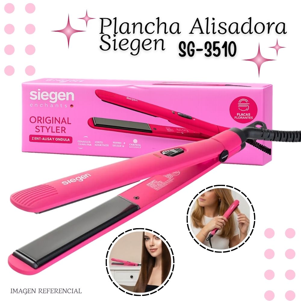 Plancha Alisadora de cabello Rosada Siegen SG3510