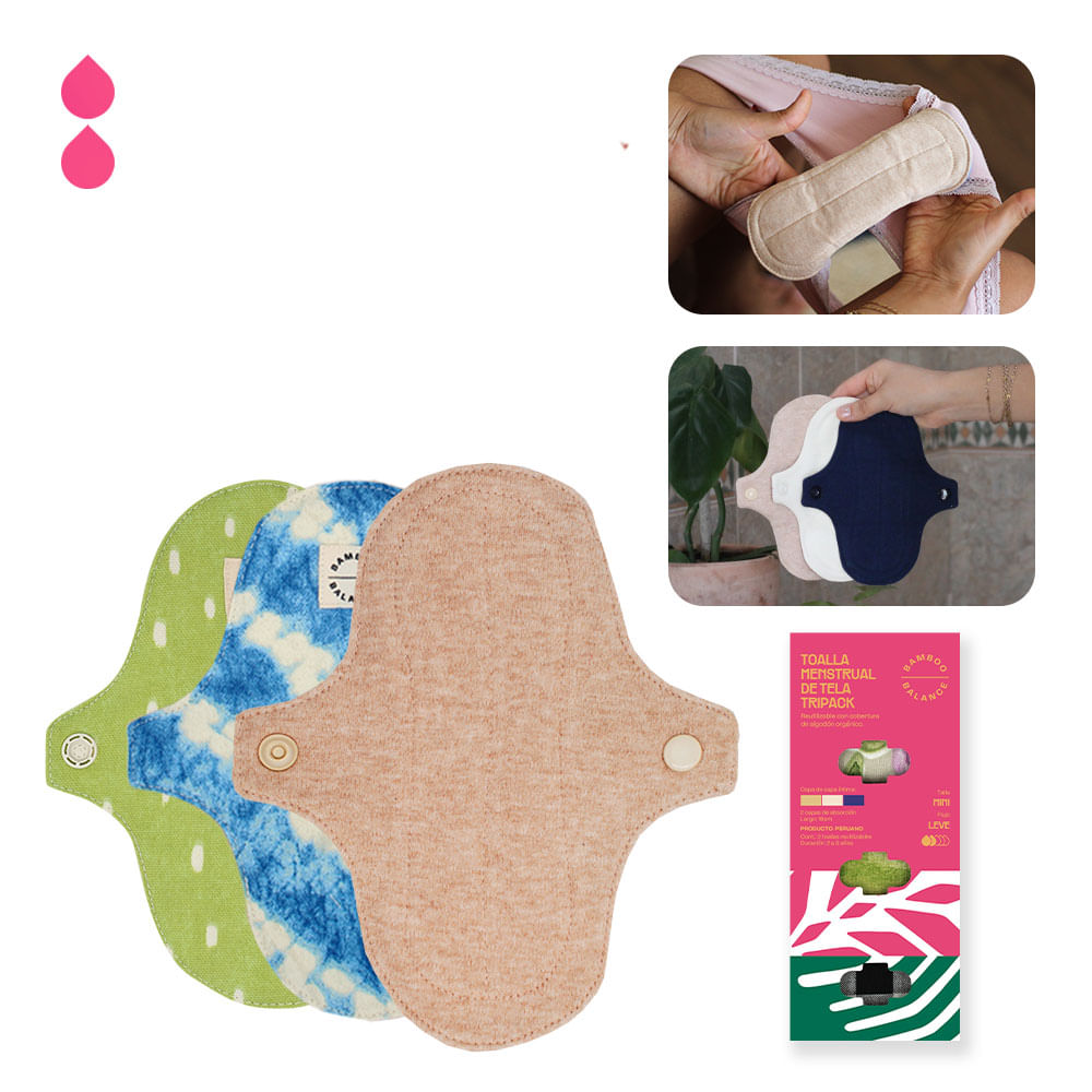 Toalla Higiénica Femenina de Tela Tripack Mini Vicuña de Bamboo Balance