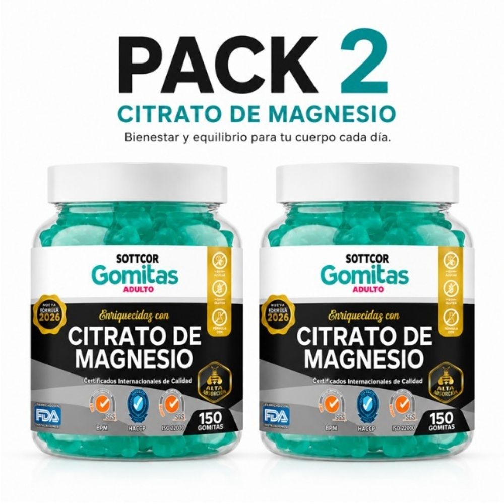 PACK 2 CITRATO DE MAGNESIO PARA ADULTOS 300 GOMITAS SOTTCOR LABS