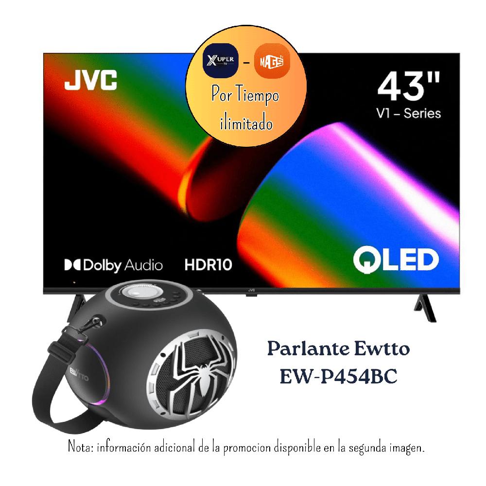 Televisor JVC 43 Pulgadas FHD QLED   LT-43KM4584 - Promoción - Parlante Ewtto 60 Watts EW-P454BC