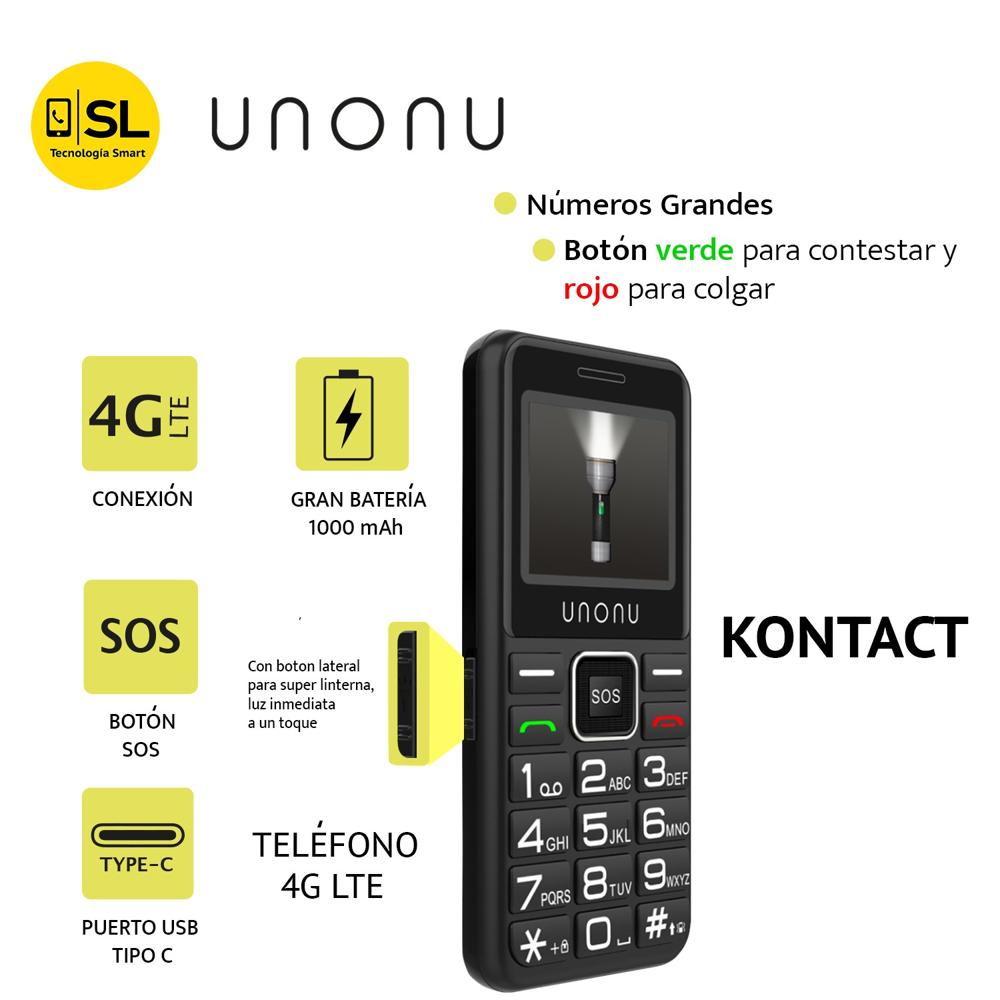 CELULAR BÁSICO NÚMEROS GRANDES UNONU KONTACT 4G LTE COLOR NEGRO
