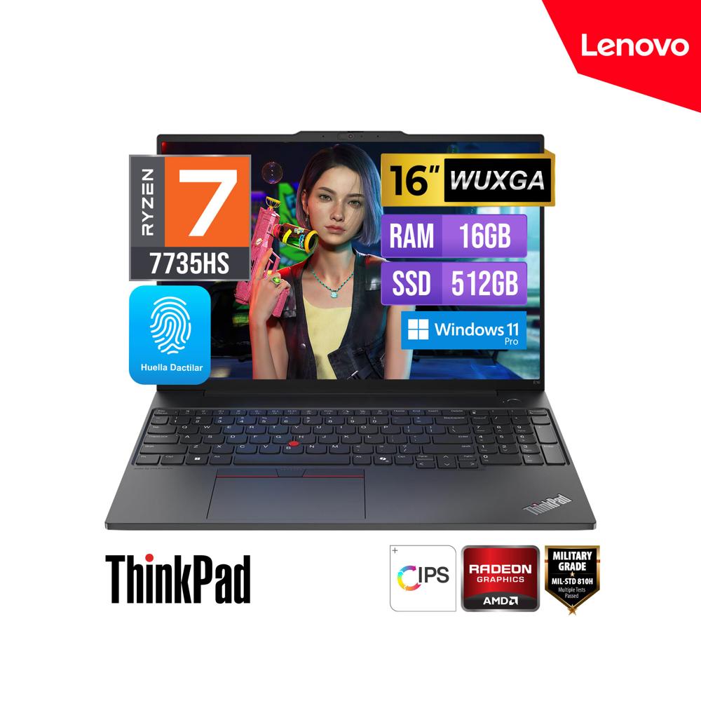 LAPTOP LENOVO ThinkPad E16 G2 16' WUXGA AMD Ryzen 7 7735HS 4.75GHz 16GB DDR5  512GB SSD W11