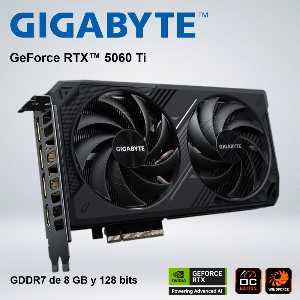 TARJETA GRÁFICA - GIGABYTE NVIDIA GEFORCE RTX 5060 TI WINDFORCE OC  - 8GB GDDR7 128-BIT