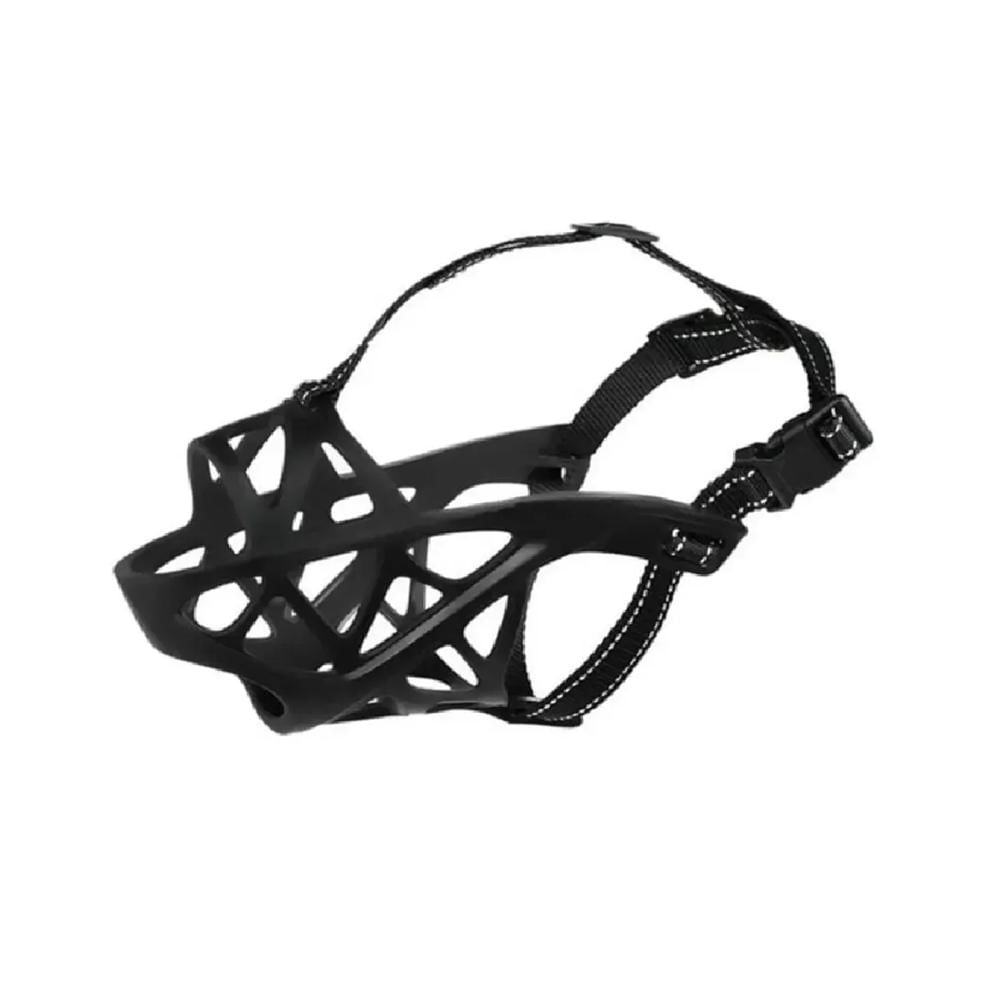 Bozal De Silicona Flexible Para Perros De Hocico Largo Talla L Color Negro