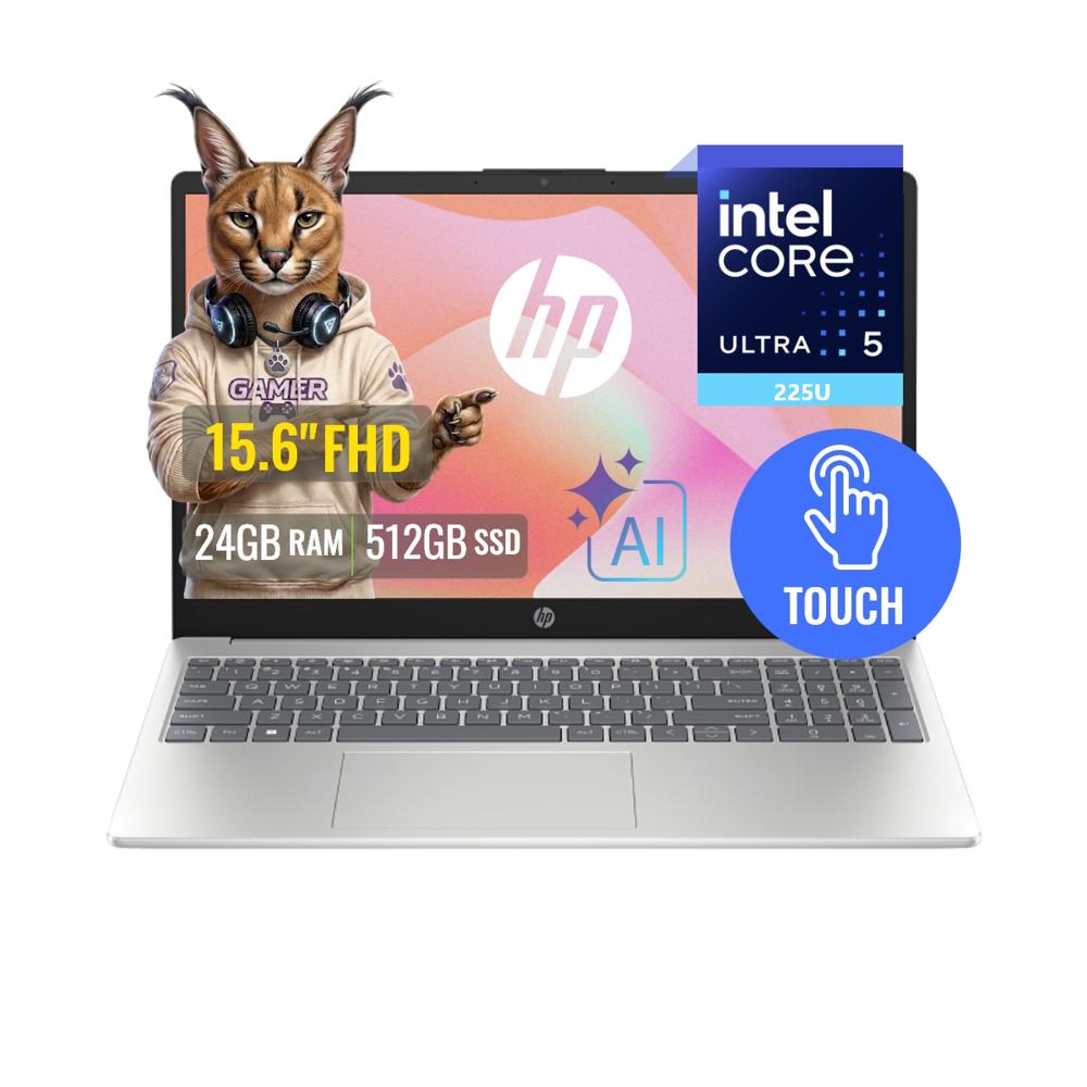 Laptop HP AI 15 FD2369LA Core Ultra 5 225U 24GB DDR5 512GB SSD Con IA 15.6 FHD Tactil D3XX4LA