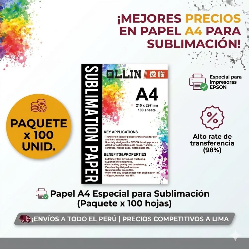 PAPEL PREMIUM A4 PARA SUBLIMACION X 100 HOJAS
