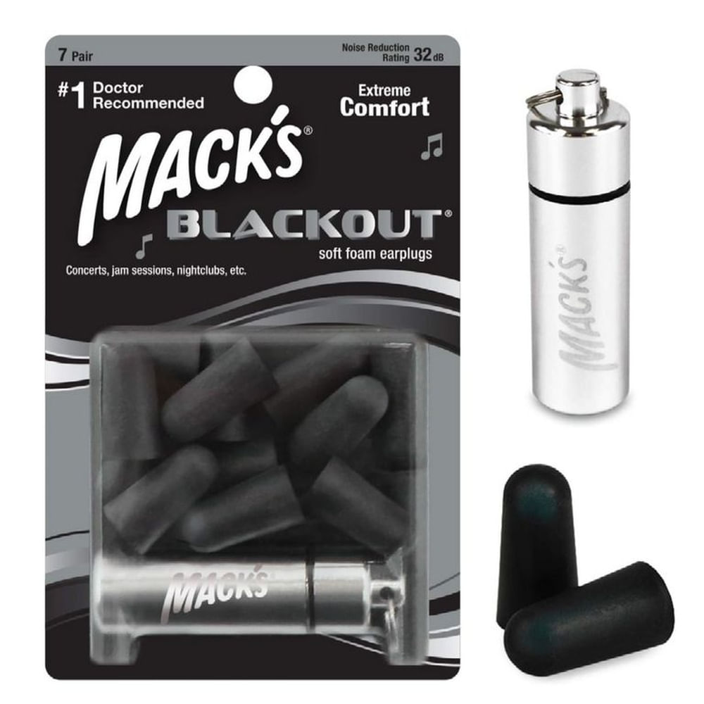 Tapón De Oído para Músicos Conciertos Discoteca Ensayos Dormir Viajar. Reduce 32dB - NEGRO MACKS