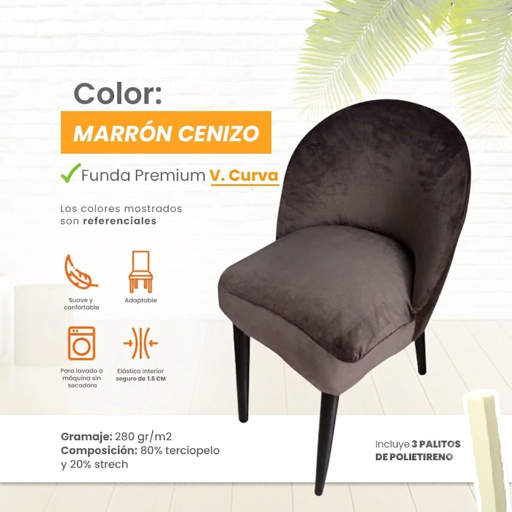 Funda vintage curva de terciopelo 4 unidades - Marrón Cenizo