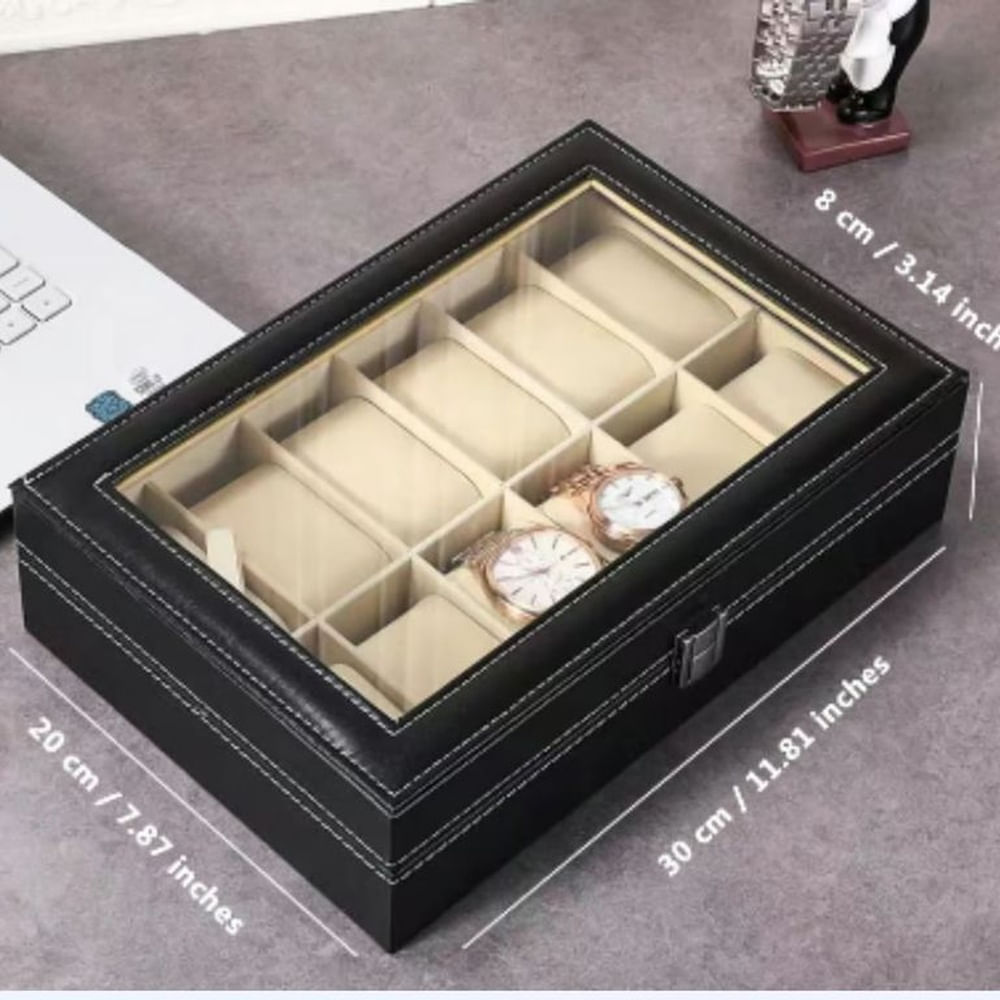 Organizador de Relojes 12 Compartimientos Portarelojes Exhibidor