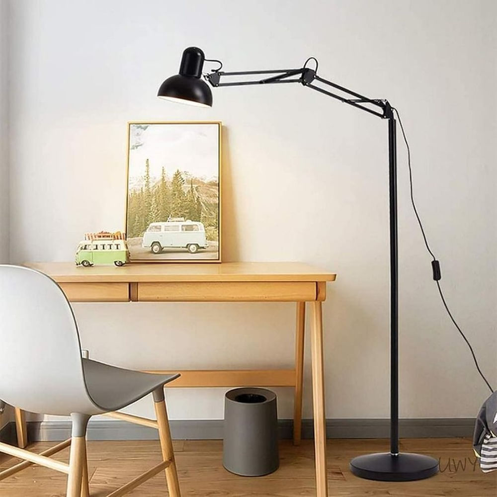 Lámpara de Pie Articulada 170cm Negra - Foco Ajustable 330° Estilo Arquitecto para Oficina