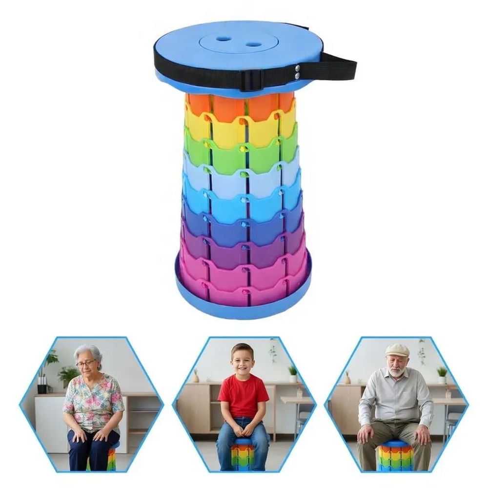 Banquito Telescópico Multicolor Plegable - Silla Portátil Ajustable para Todo Terreno Multicolor