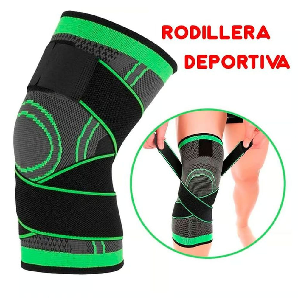 x2 Rodilleras Deportiva Ajustable Elastica Unisex Flexible Verde