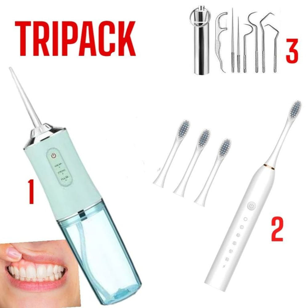 Tripack Salud Oral Premium - Irrigador de Agua, Cepillo Eléctrico y Kit Anti Sarro