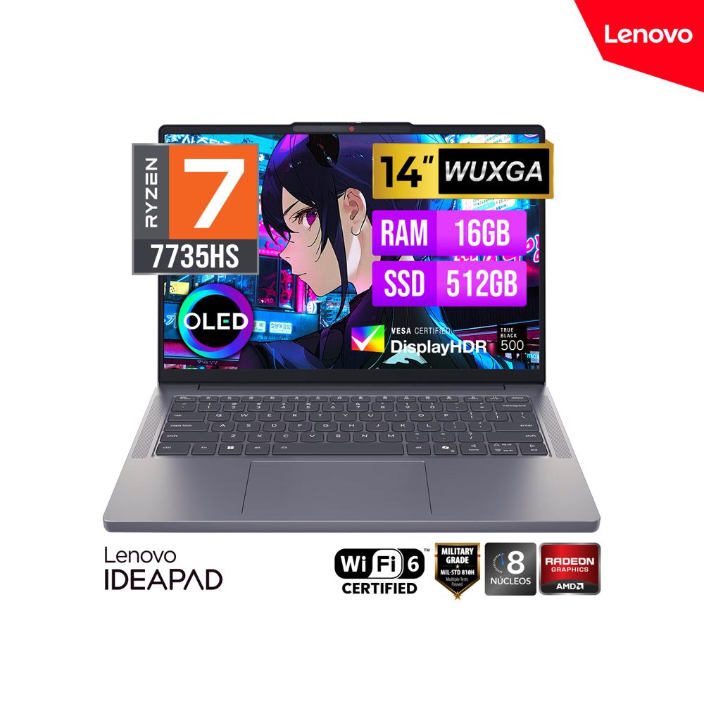 LAPTOP LENOVO IDEAPAD SLIM 3 14ARP10 14 WUXGA OLED AMD Ryzen 7 7735HS 16GB 512GB SSD FreeDOS
