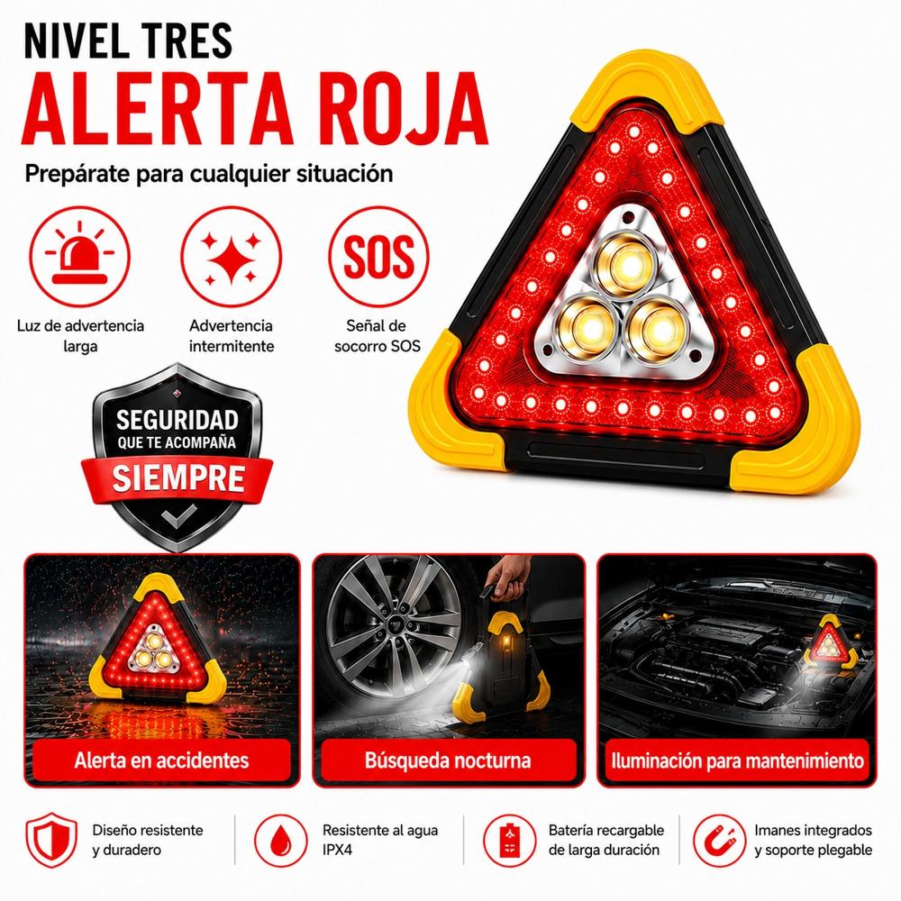 Luz de Emergencia Triangulo LED Multifuncional para Auto