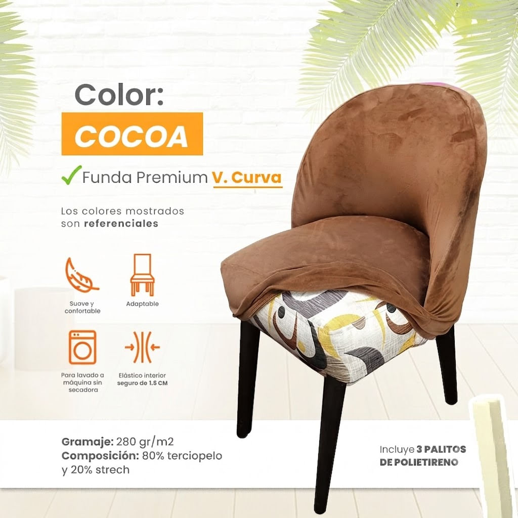 Funda vintage curva de terciopelo 8 unidades - Cocoa