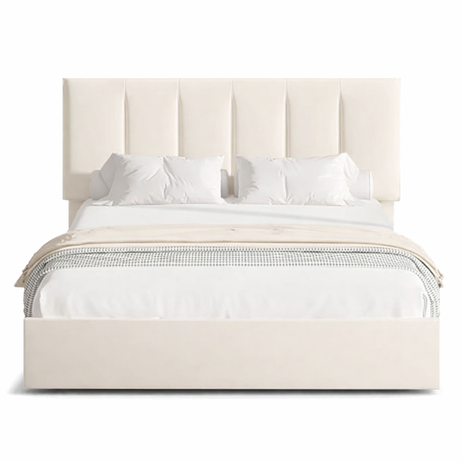 Cama Tapizada Listón Adda LeMueble Queen Ivory