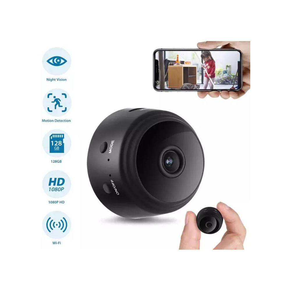 MINI CÁMARA DE VIGILANCIA SUPERIOR A9, HD, INALÁMBRICA, 1080 Negro