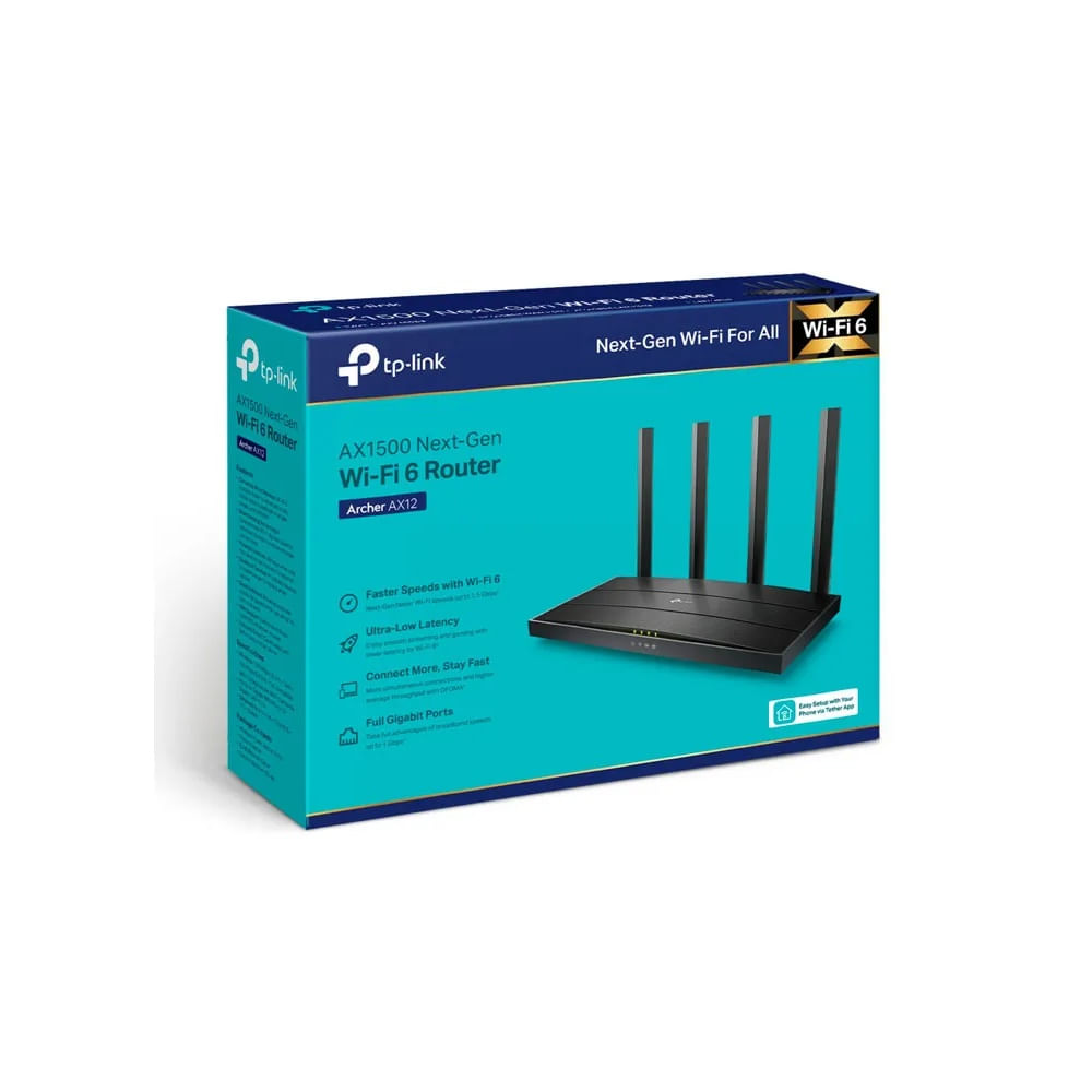 ROUTER TP-LINK ARCHER AX12 WIFI6 AX1500 DUALBAND GIGABIT Negro