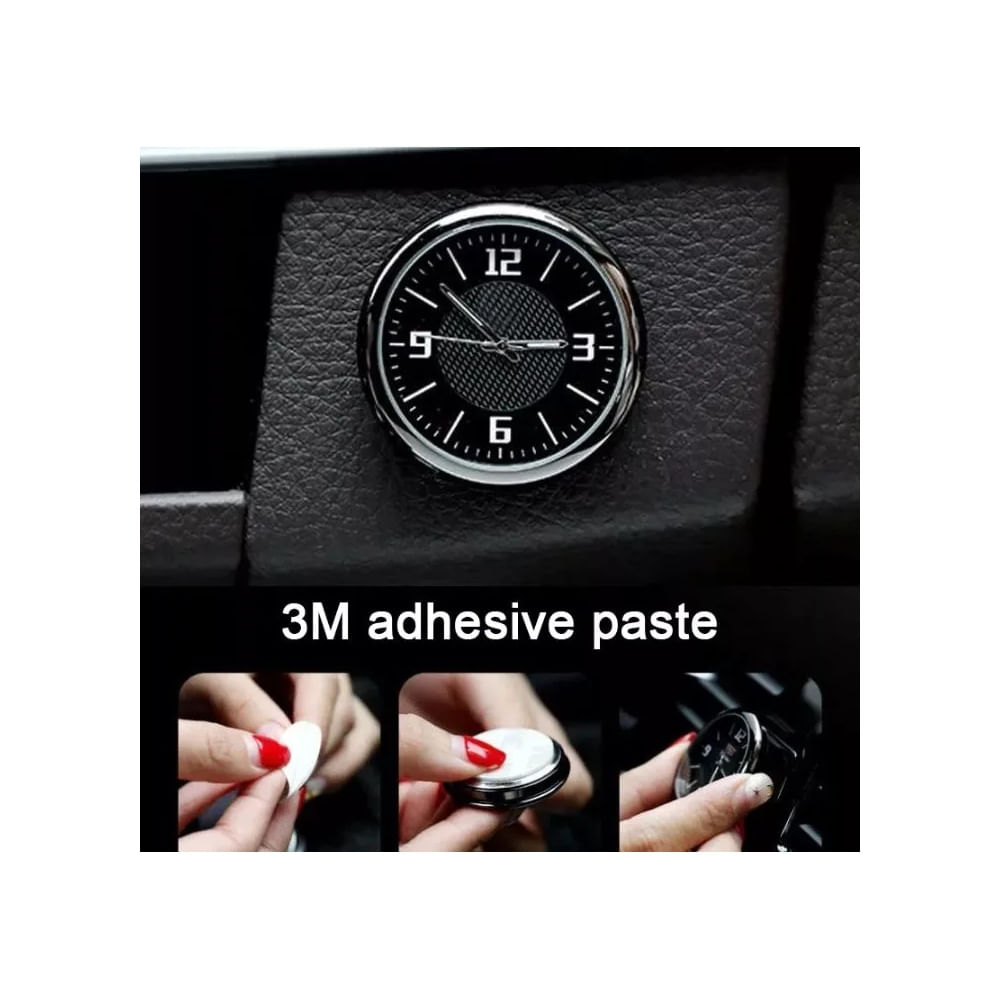 RELOJ DE INTERIOR LUMINOSO PARA AUTO - ELECTRÓNICO DE CUARZO Negro