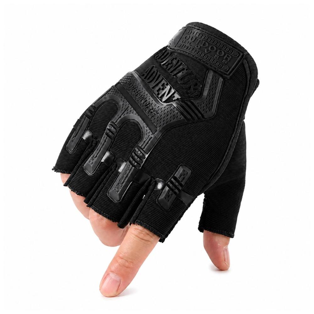 Guantes Táctical Para Moto Outdoor Adventure Antideslizantes Protección PVC Negro