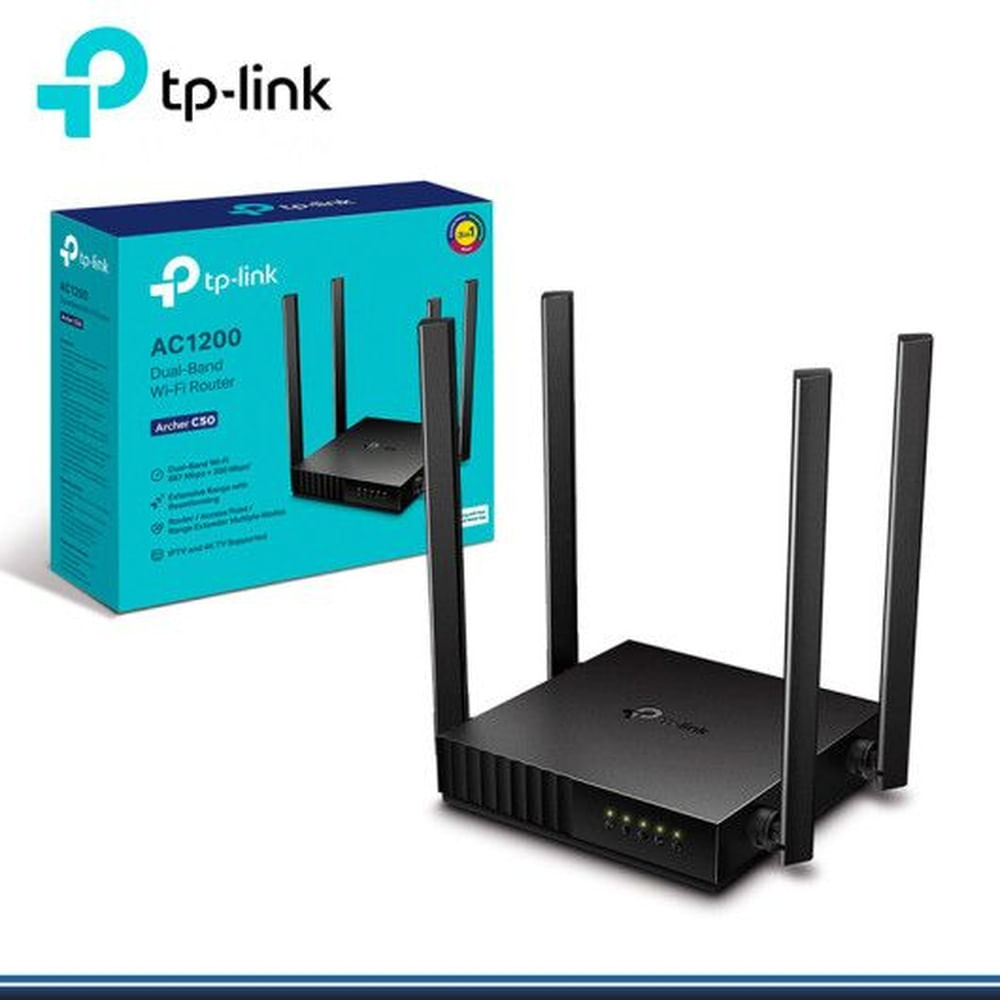 Router Tp-Link Archer C50 de 4 antenas Ac1200 Negro