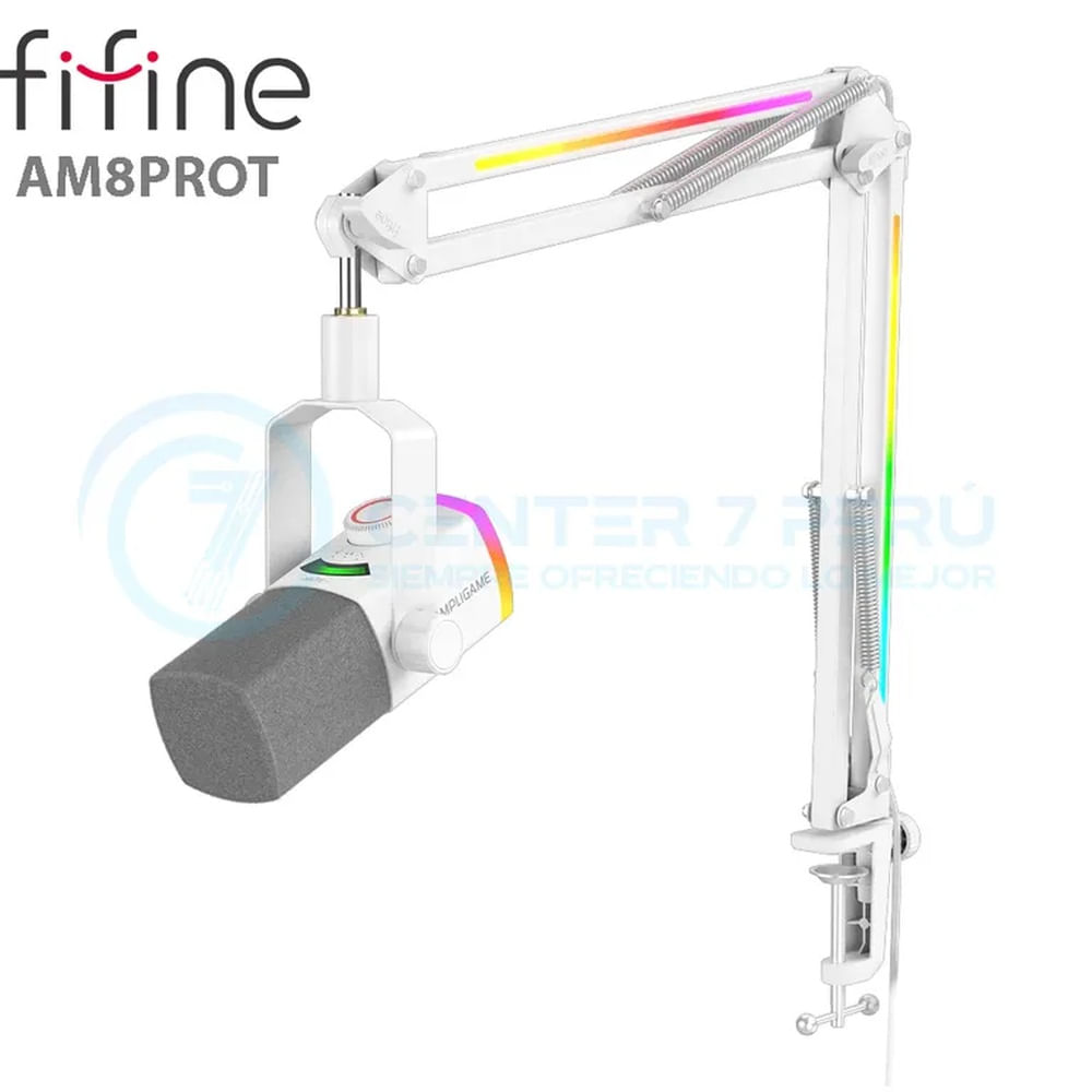 Micrófono Fifine AM8PROT WHITE con Brazo