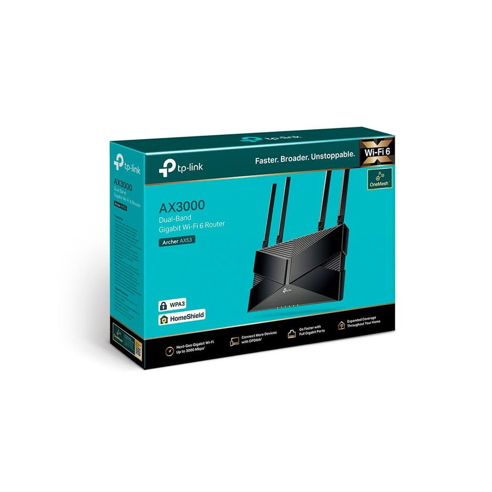 ROUTER TP-LINK ARCHER AX53 AX3000 DUAL-BAND WI-FI 6 Negro