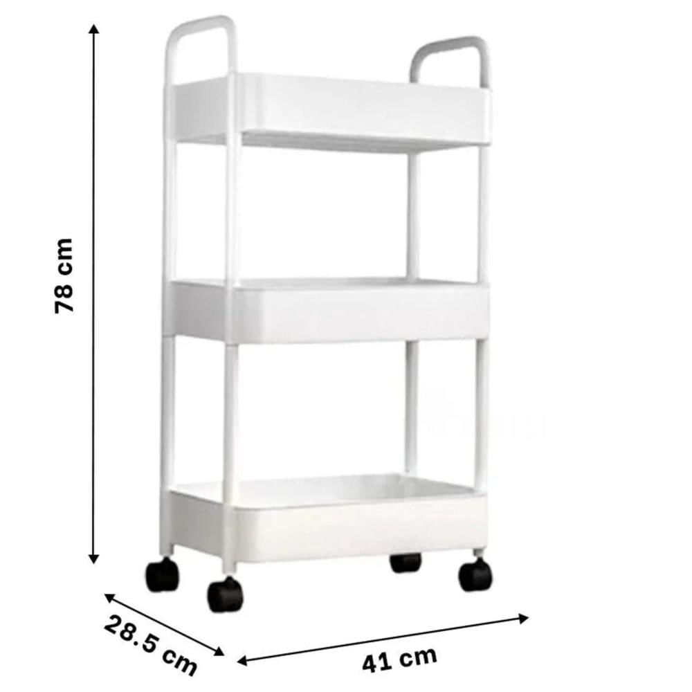 ORGANIZADOR MULTIUSOS DE 3 NIVELES CON RUEDAS COLOR BLANCO