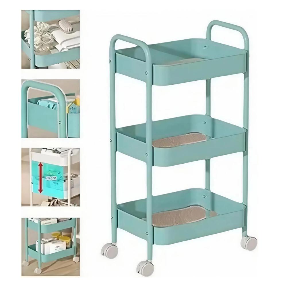 ORGANIZADOR MULTIUSOS DE 3 NIVELES CON RUEDAS COLOR TURQUESA