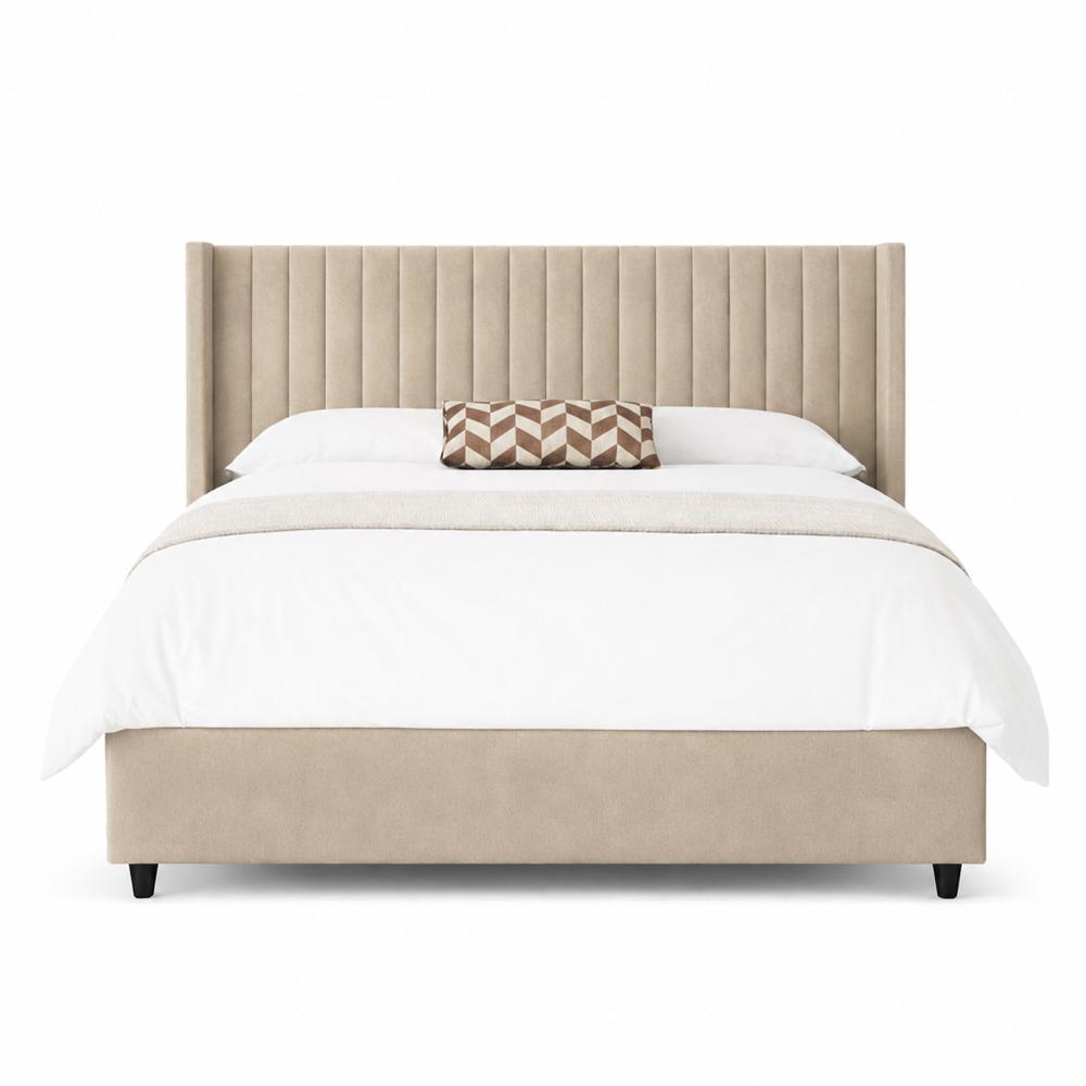 Cama Tapizada Panel LeMueble Queen Beige