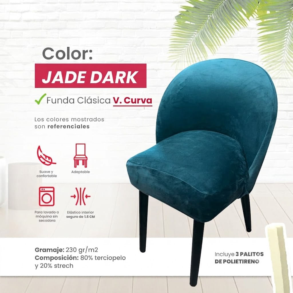 Funda vintage curva de terciopelo 4 unidades- Jade Dark
