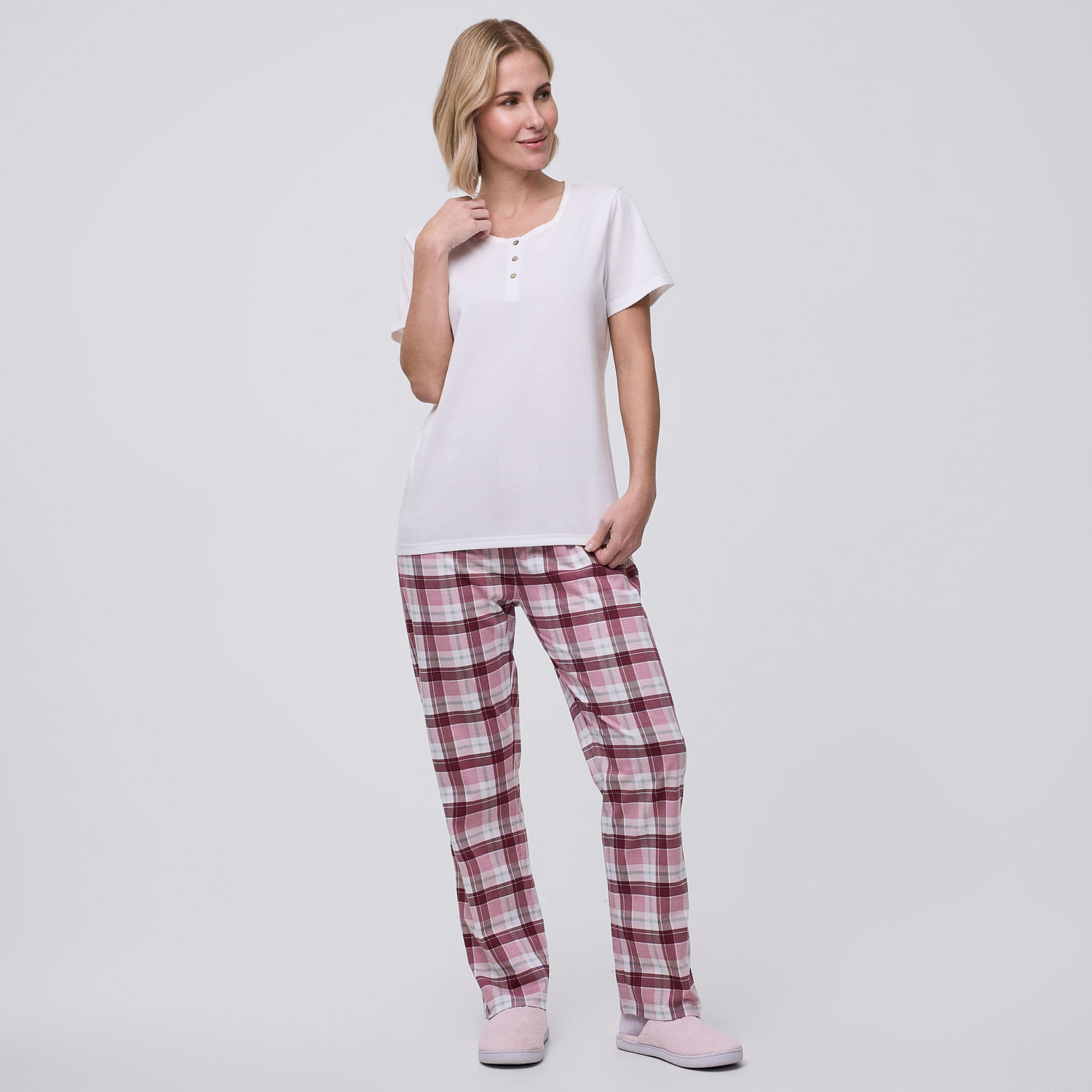 Pantalón Pijama Mujer Print Suelto Zafin Rosado Talla S