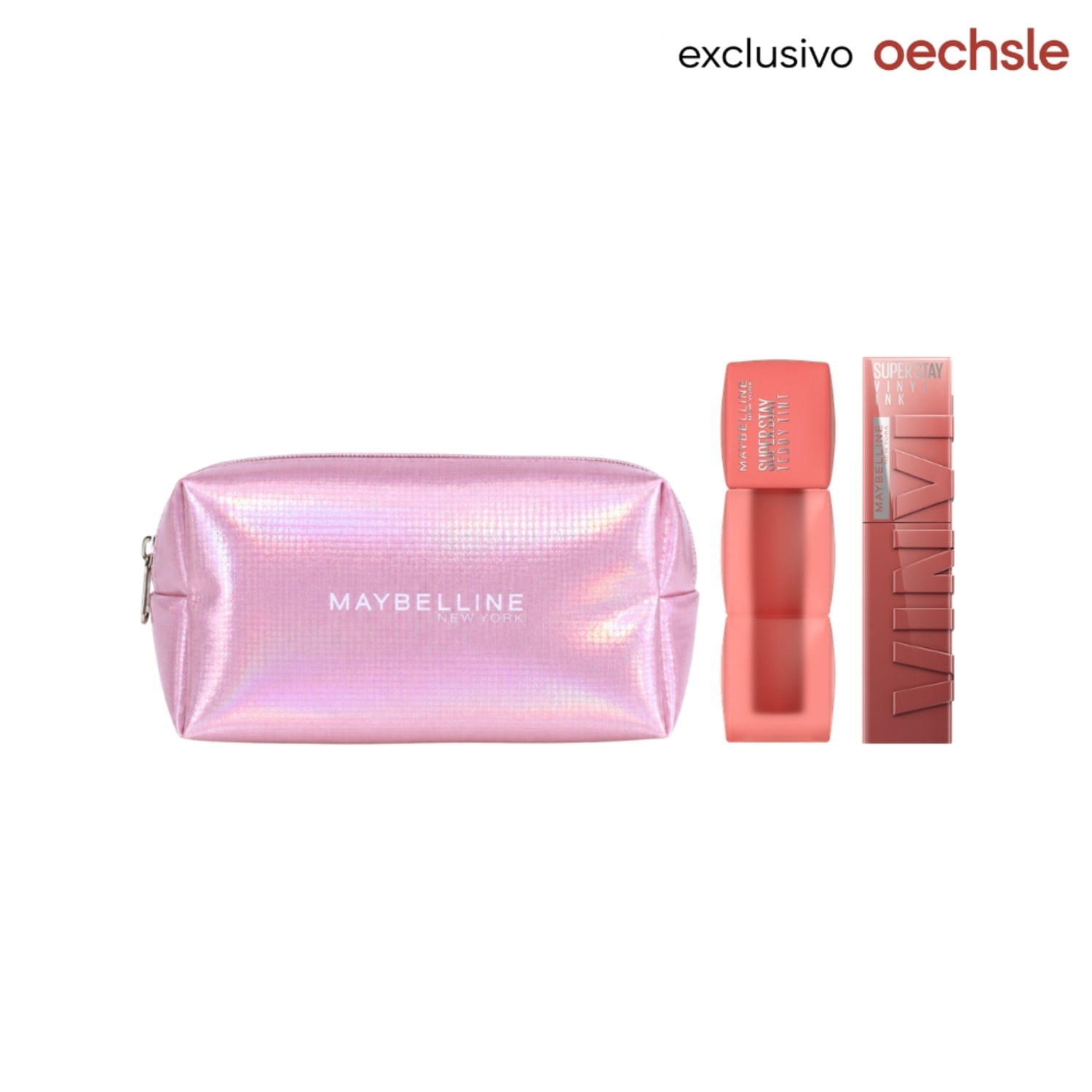 Duo Labiales Maybelline Tinta De Labios Teddy Tint Skinnydip + Labial Líquido Superstay Vinyl Ink Punchy