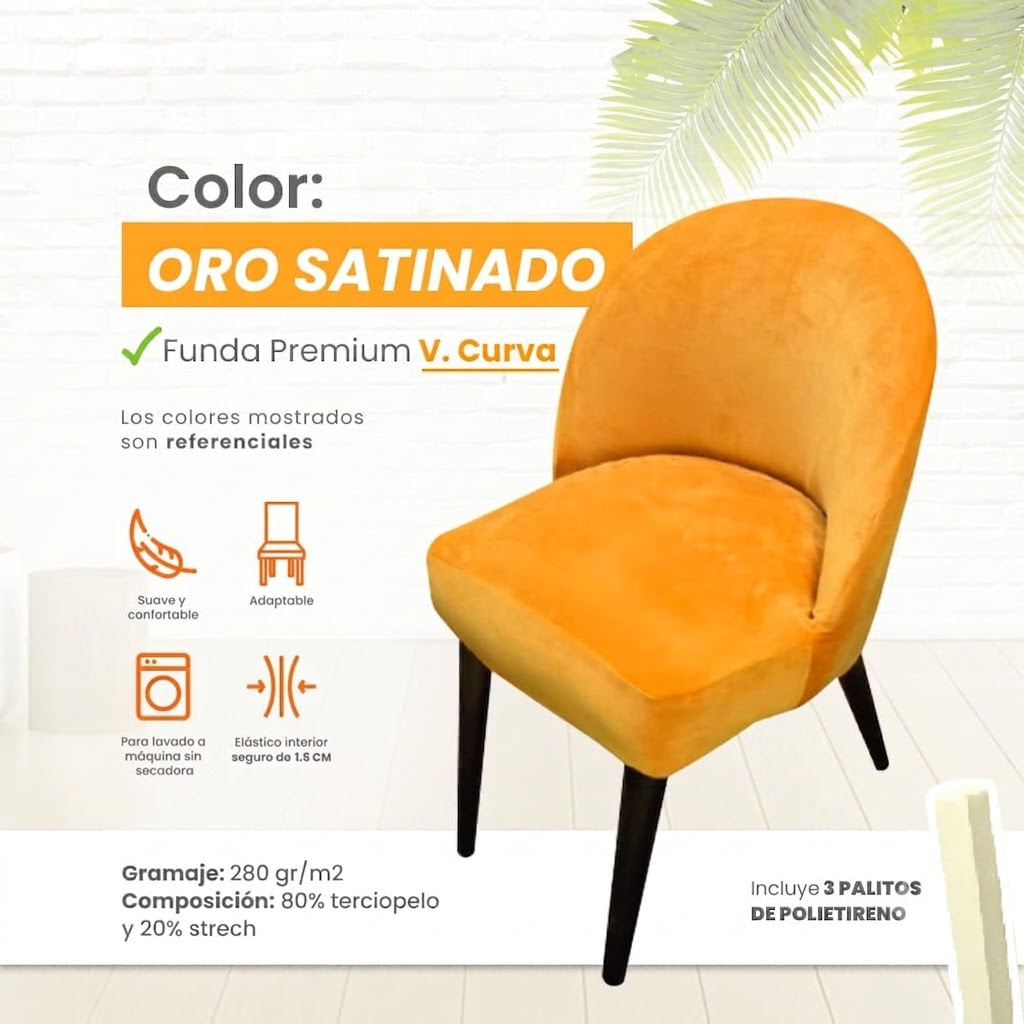 Funda vintage curva de terciopelo 6 unidades - Oro Satinado