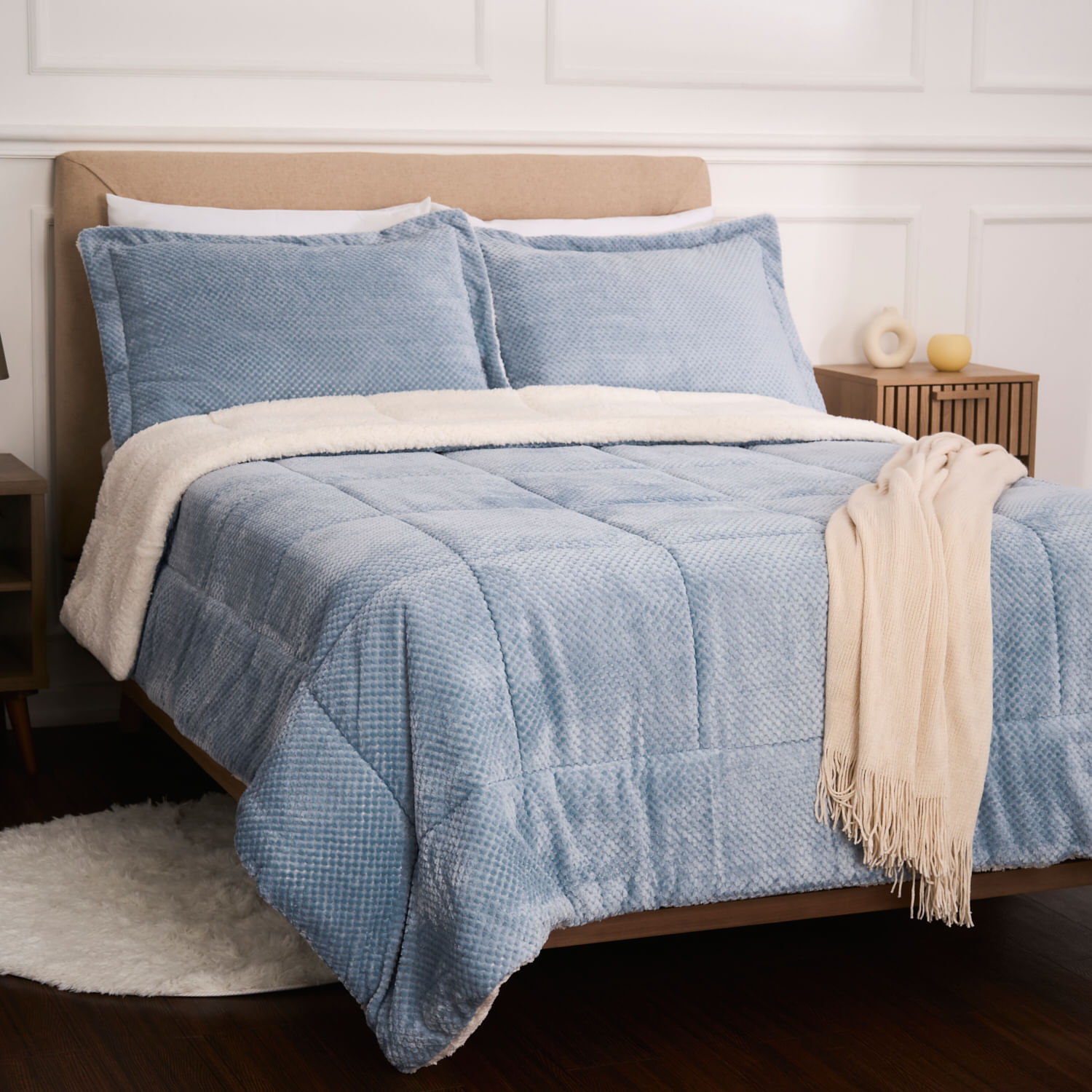 Edredon OI26 Zigzag Sherpa Acero King