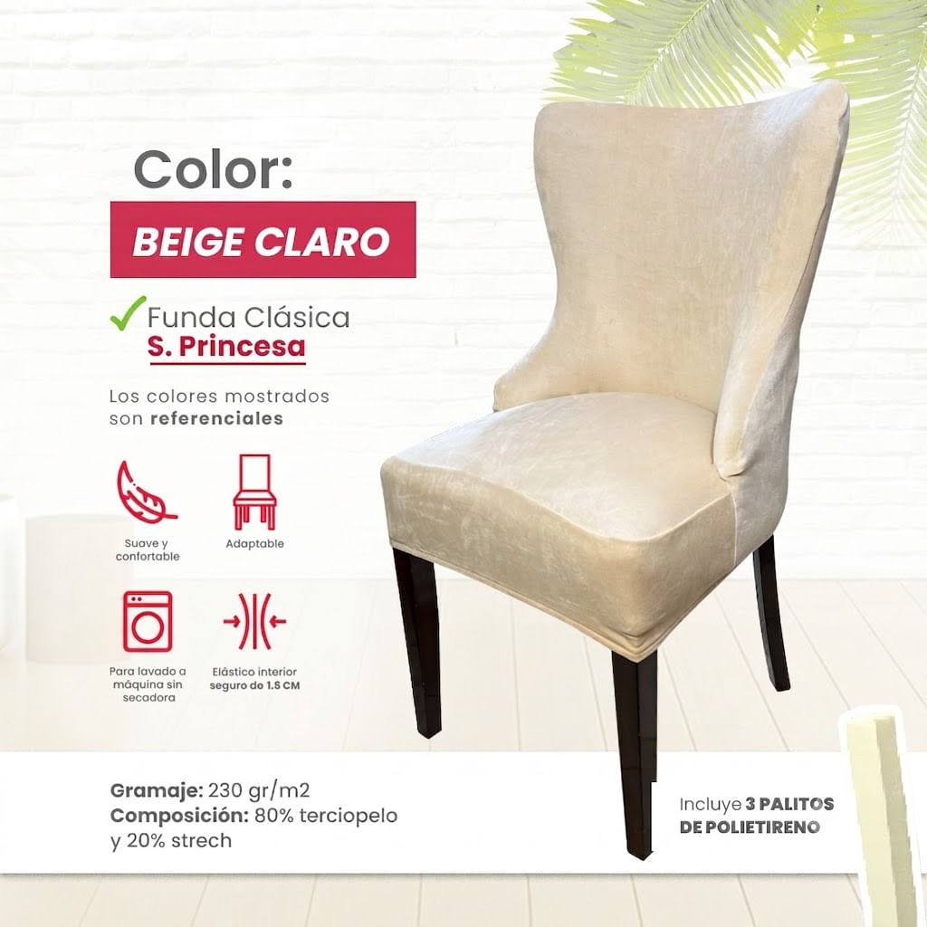 Funda vintage princesa o reina en terciopelo 4 unidades - Beige Claro