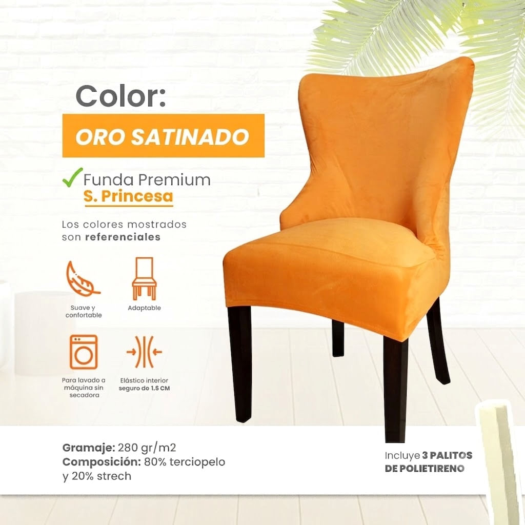 Funda vintage princesa o reina en terciopelo 6 unidades - Oro Satinado