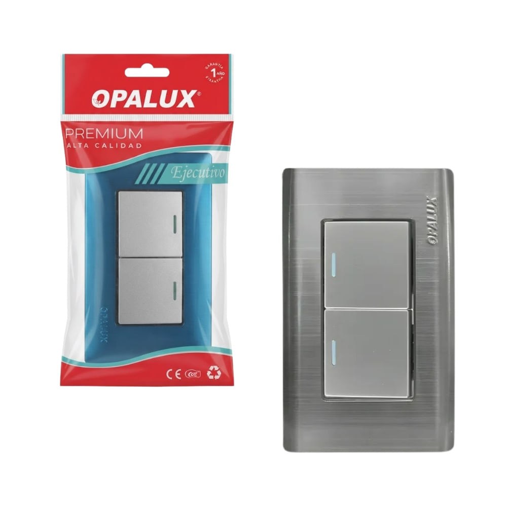 Interruptor Metálico Doble con Dado Grande de 10A 127–250V AC OPALUX OP-SP02