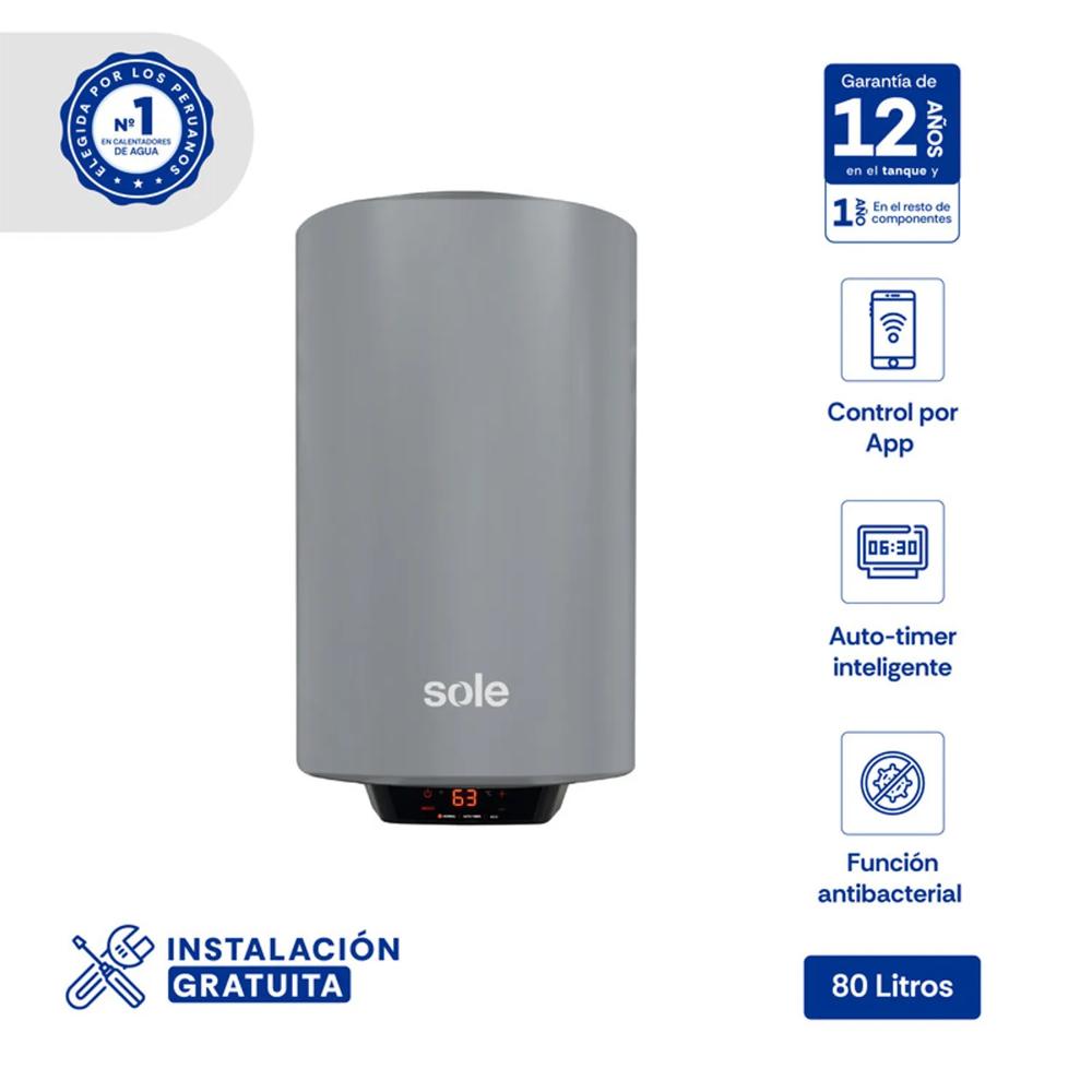 Terma Sole Genius Wifi 80 Litros Acero aporcelanado