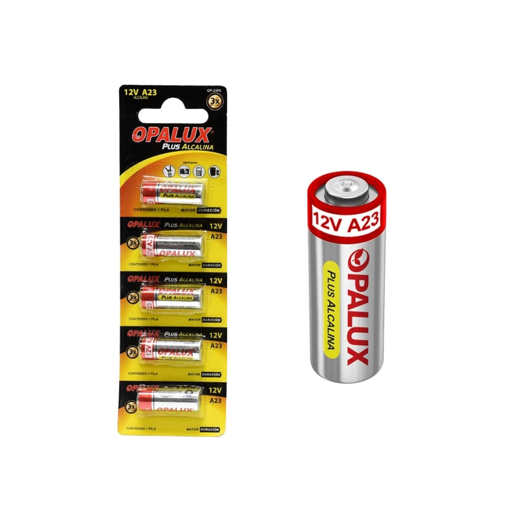 Pilas Alcalinas A23 12V Blister x 5 Unidades para Controles, Alarmas OPALUX OP-23P5
