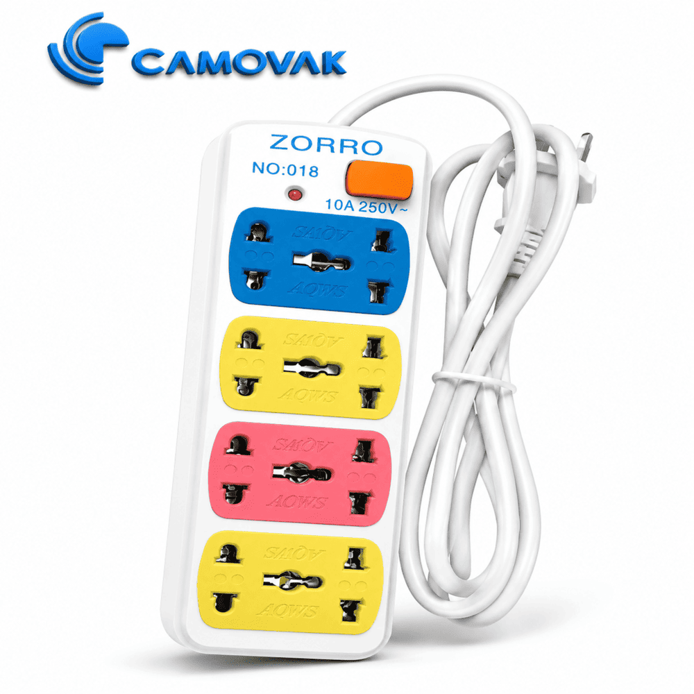 EXTENSION 10A- 250V MULTIFUNCION 4 TOMAS CON INTERRUPTOR 1.8MTS