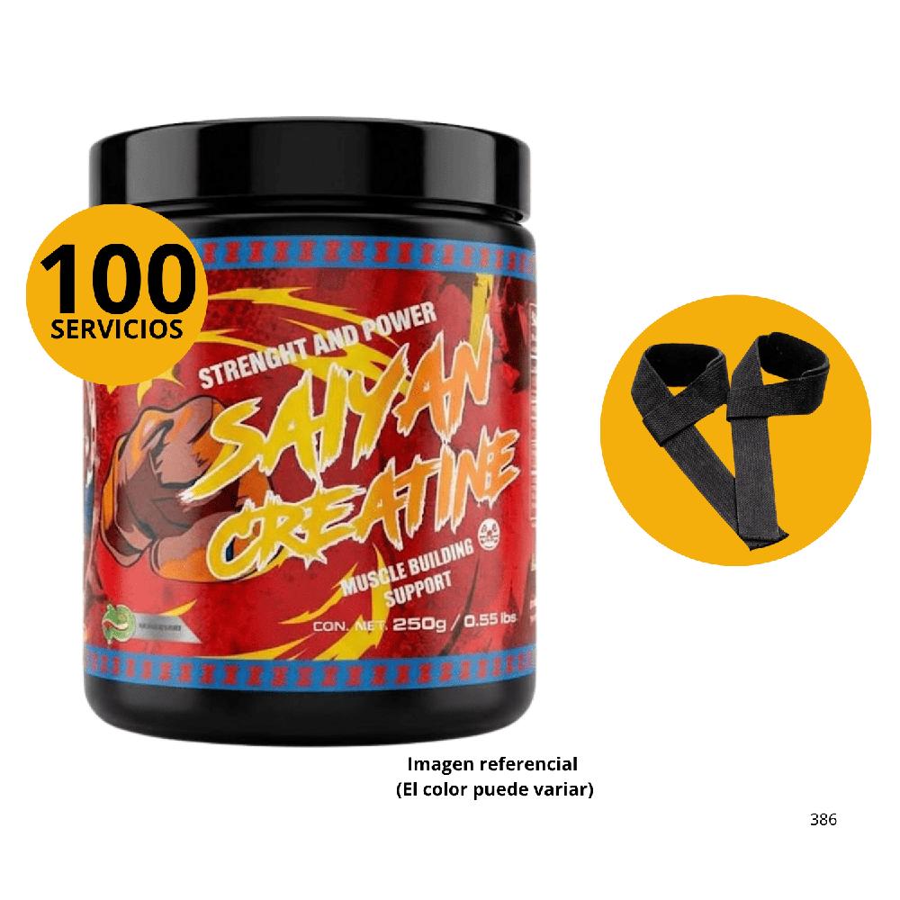 Creatina Saiyan Labz 50 Servicios con straps de regalo - Fuerza y Construcción Muscular